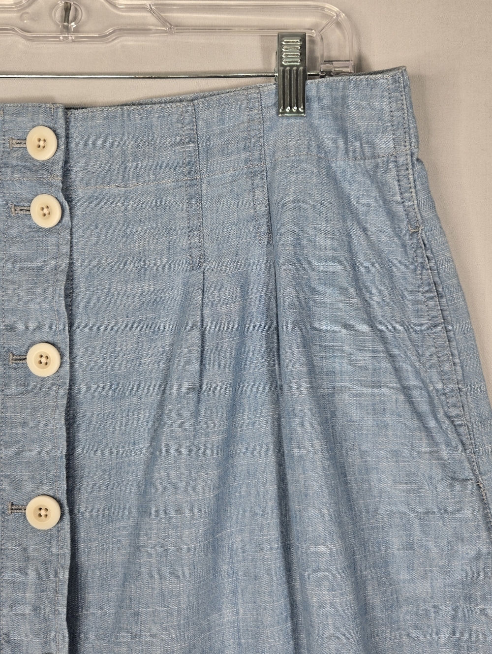 Madewell Chambray Midi Skirt sz 14 Blue Weatherly Wash Button Front Pockets NEW - Picture 5 of 16
